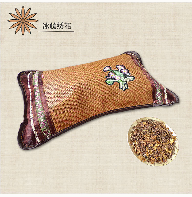 新款夏季凉枕麻将枕头 双面颈椎保健藤枕头 茶叶茉莉花草竹枕批发