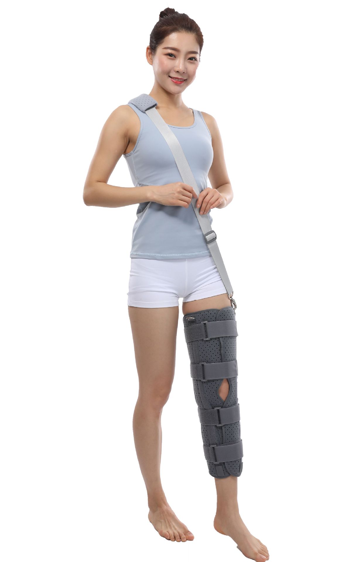 旭康透气可调膝关节固定带 腿部术后固定支具 膝关节韧带损伤护具