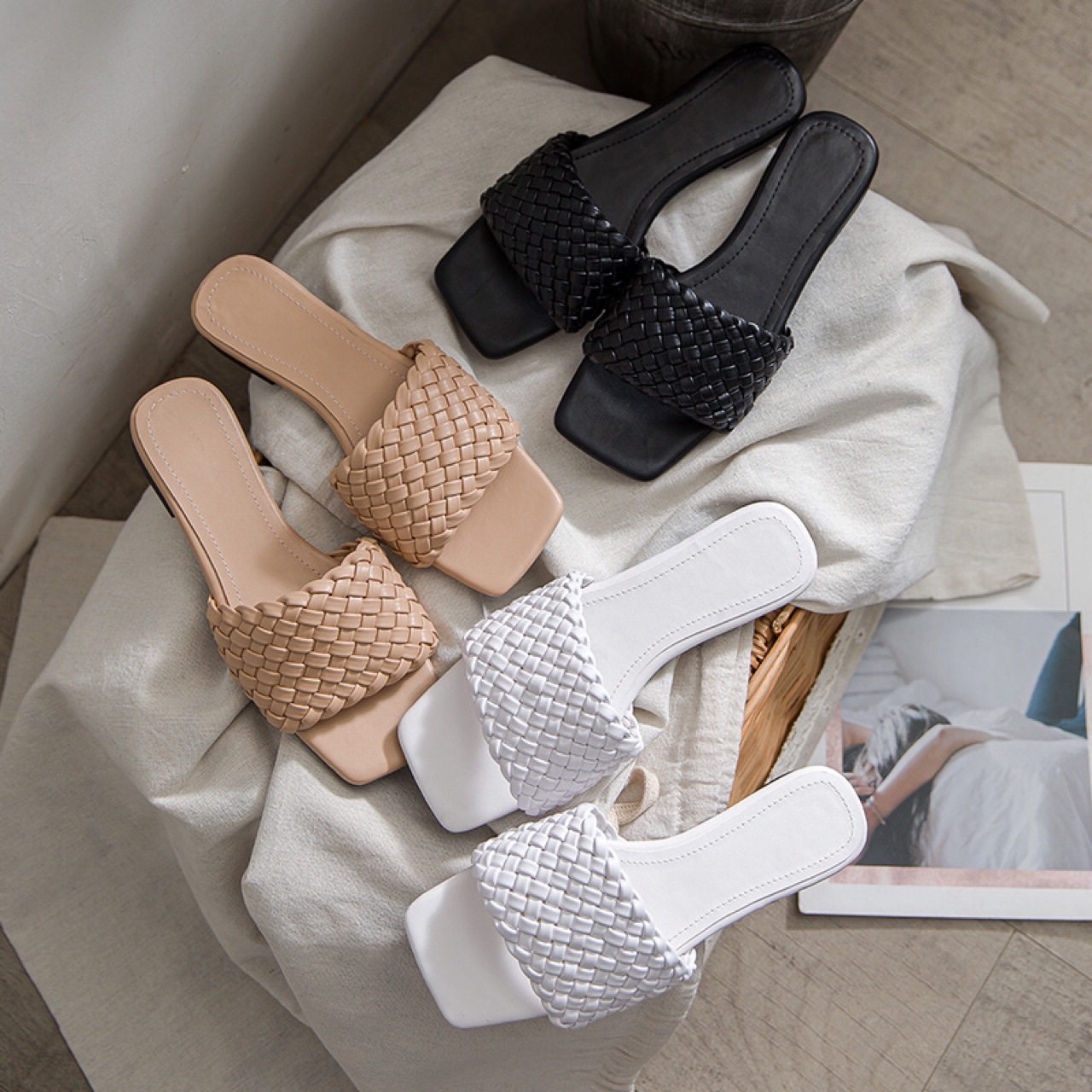 2020夏季新款bv编织拖鞋女-阿里巴巴