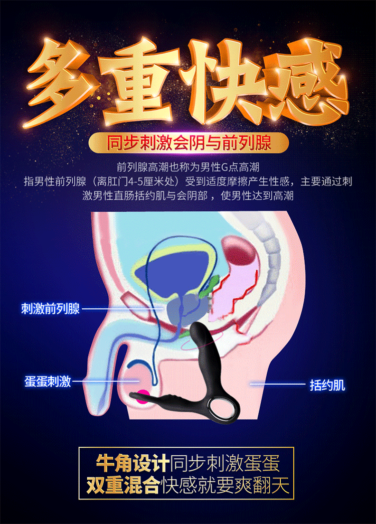 黑马前列腺后庭按摩器同志gay男用自慰器肛塞g点高潮情趣用品