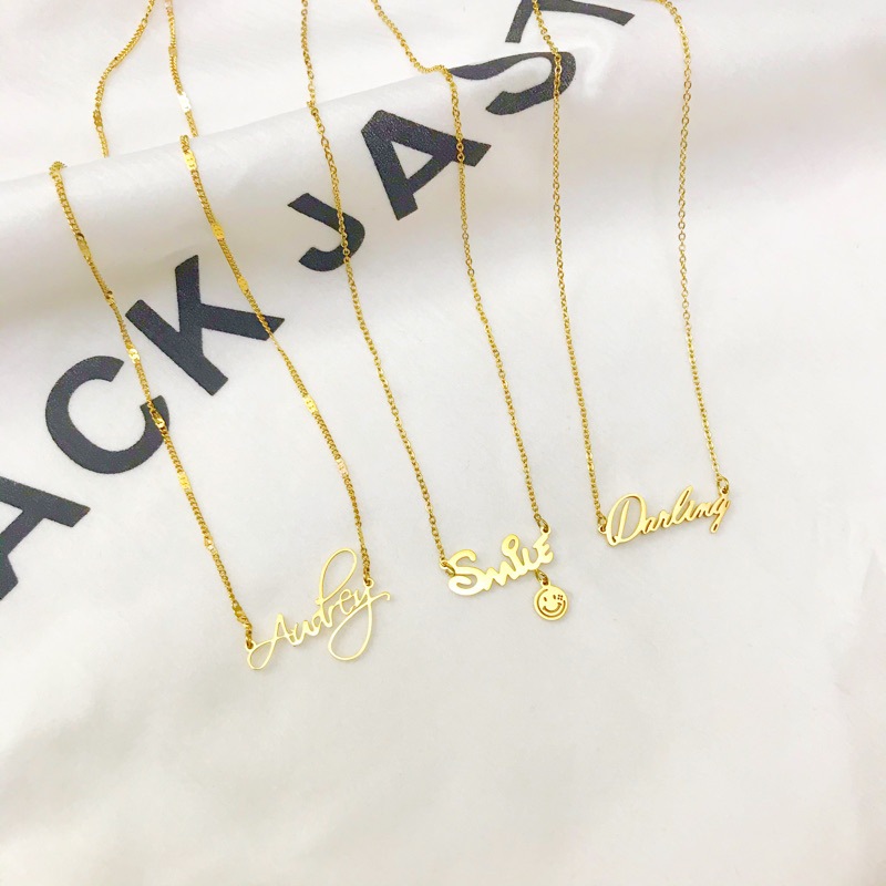 钛钢不掉色英文项链女网红锁骨链14k金字母小众简约气质个性礼物