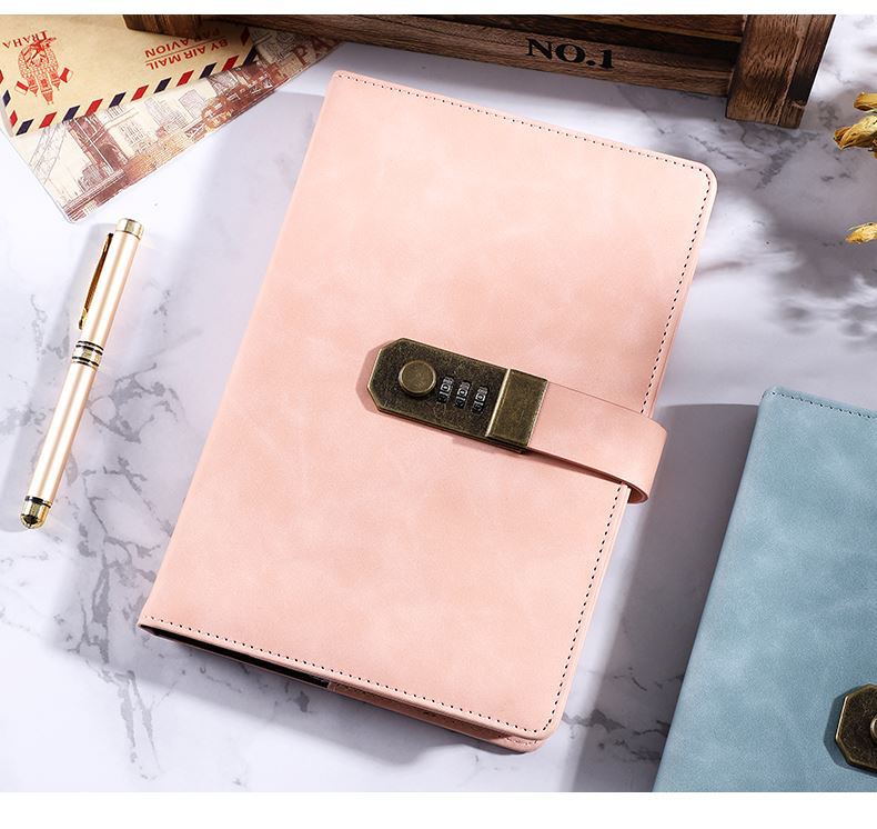 密码本女小学生带锁日记本简约文艺复古少女可爱公主密码锁笔记本