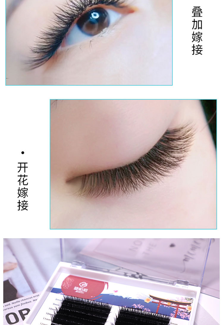 嫁接睫毛双生花v圆毛开花单根睫毛美睫师磁性开花秒开睫毛密排