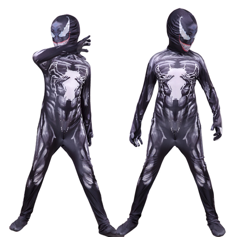 毒液紧身衣连体套装万圣节儿童服装cosplay演出服装死侍紧身衣服