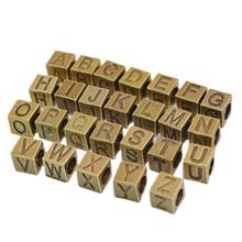 厂家 DIY手工编织材料 A2535 古青  复古方形大孔珠-字母