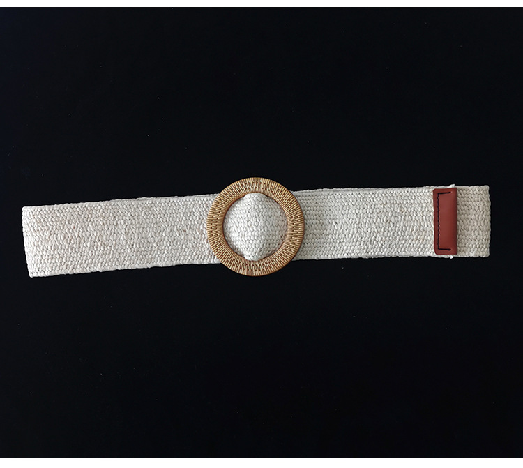 圆扣松紧皮带女草绳编织弹力圆环腰带女欧美潮款装饰裙腰封名族风