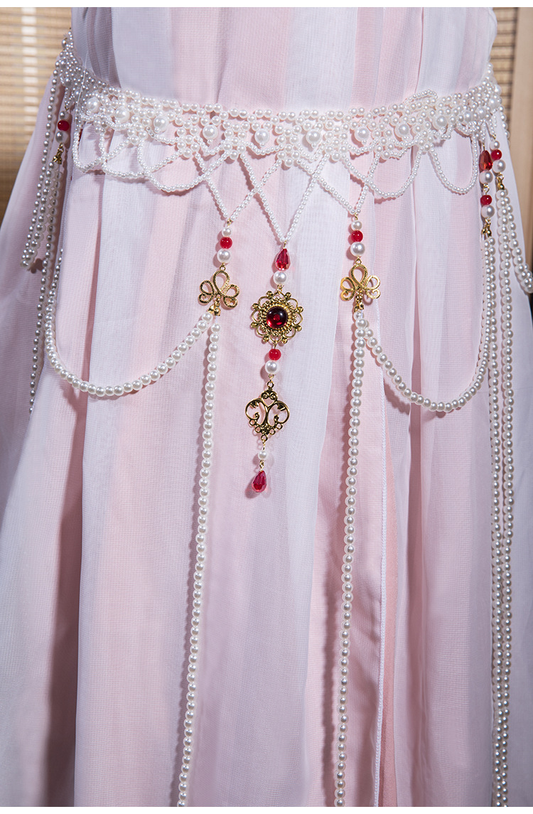 手工汉服腰链女古风长流苏珍珠唐风坦领齐腰襦裙配饰写真饰品