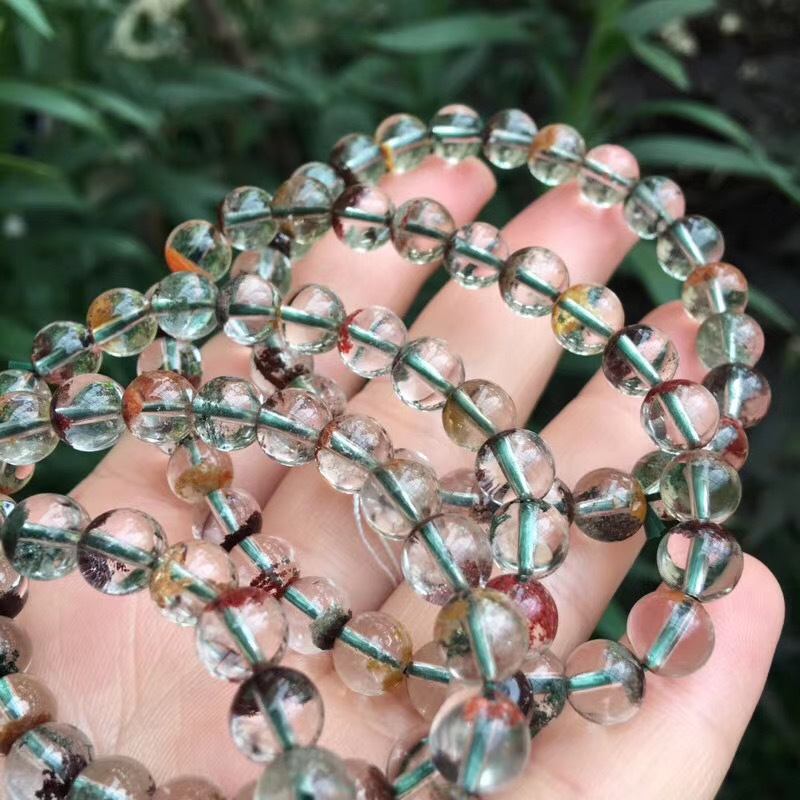 批发四季幽灵天然聚宝盆四季绿幽灵手链男女水晶手串