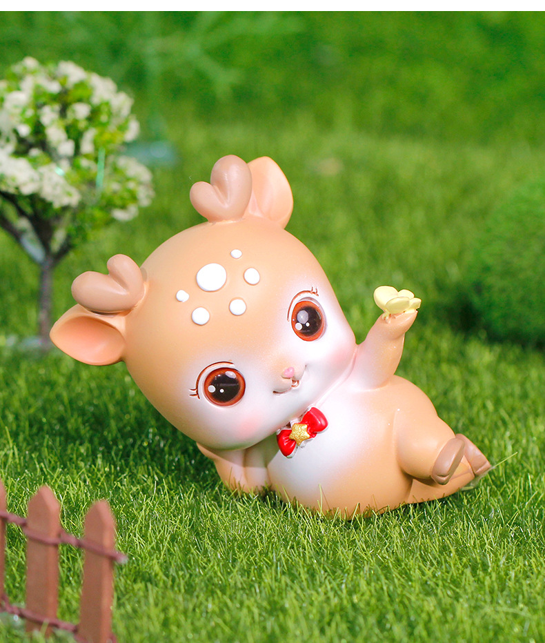 卡通创意初心小萌鹿可爱小摆件汽车车载用品蛋糕装饰创意礼品