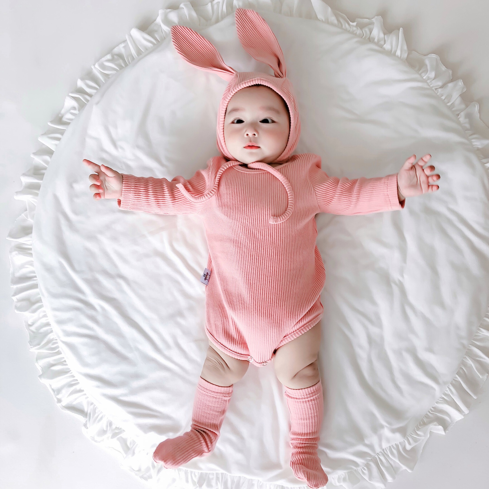 Online Celebrity Baby Korean Style Autumn Clothes Young Baby with Hat Rabbit Shape Cute Sheath Newborn Three-Piece Suit Baby Clothes