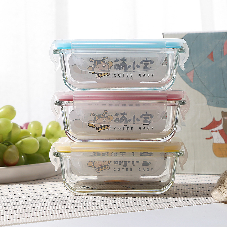 Factory Wholesale Baby Rice Bowl Glass Fresh-Keeping Small Size Mini Lunch Box Baby Food Box Microwave Oven Baking Steam Eggs