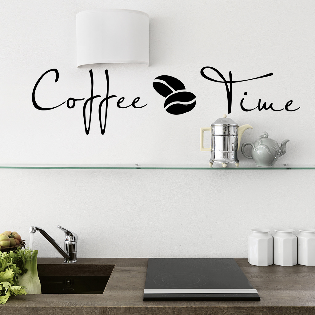 奥弗厂家直销coffee time咖啡店贴纸 亚马逊咖啡角装饰墙贴af2053