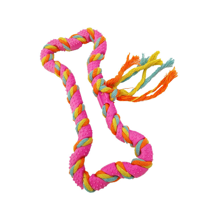 Factory Direct Sales Creative Pet Cotton Rope Toy Pull Ring Bone Dog Toy TPR Pet Supplies in Stock Wholesale