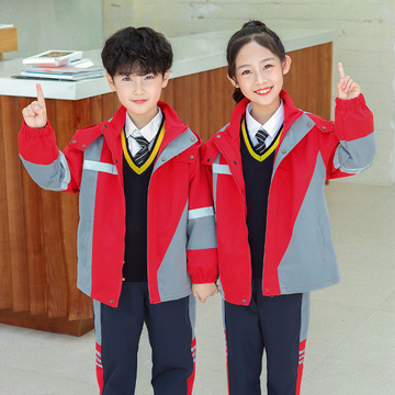 儿童校服春秋装小学生班服冲锋衣套装幼儿园园服冬季运动三件套