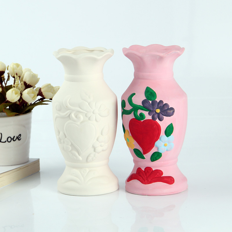 儿童手工diy花瓶白模型画陶瓷石膏娃娃白胚彩绘玩具 玩具居家摆设
