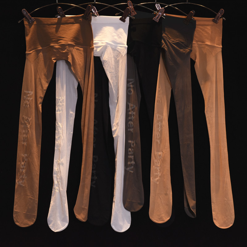 小红娘夜光无缝丝袜莱卡10d高腰无痕连裤袜个性字母潮牌发夜光袜