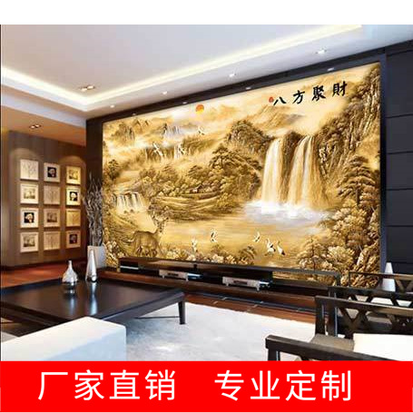 瓷砖背景墙 影壁墙照壁 迎门墙庭院壁画 户外山水画