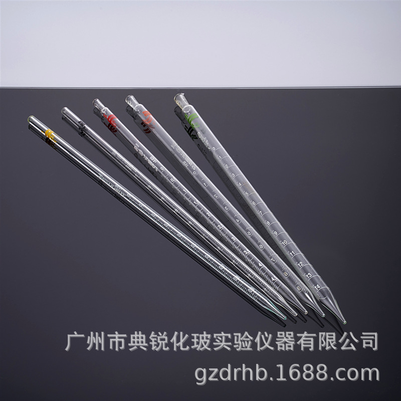批发印白线刻度吸管 移液管 印白线吸量管1ml 2ml 5ml 10ml 25ml