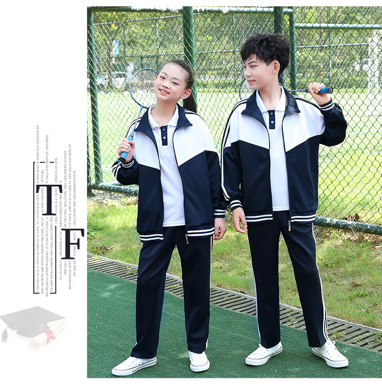 中小学生藏青色校服儿童套装春秋款初高中班服幼儿园园服厂家批发
