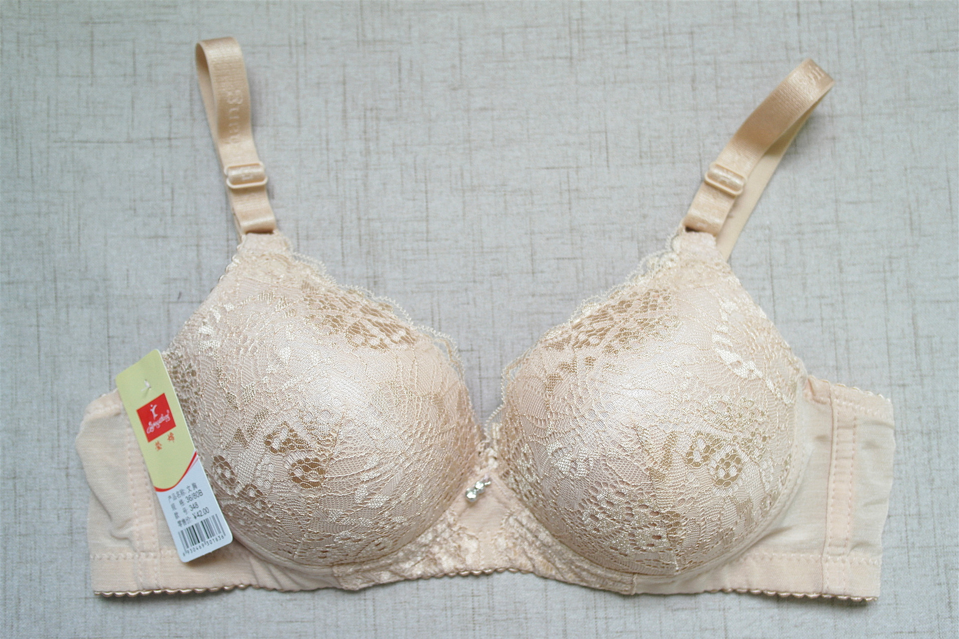 莹嫦正品348无钢圈内衣蕾丝中厚b杯不变形耐穿三排扣女内衣文胸