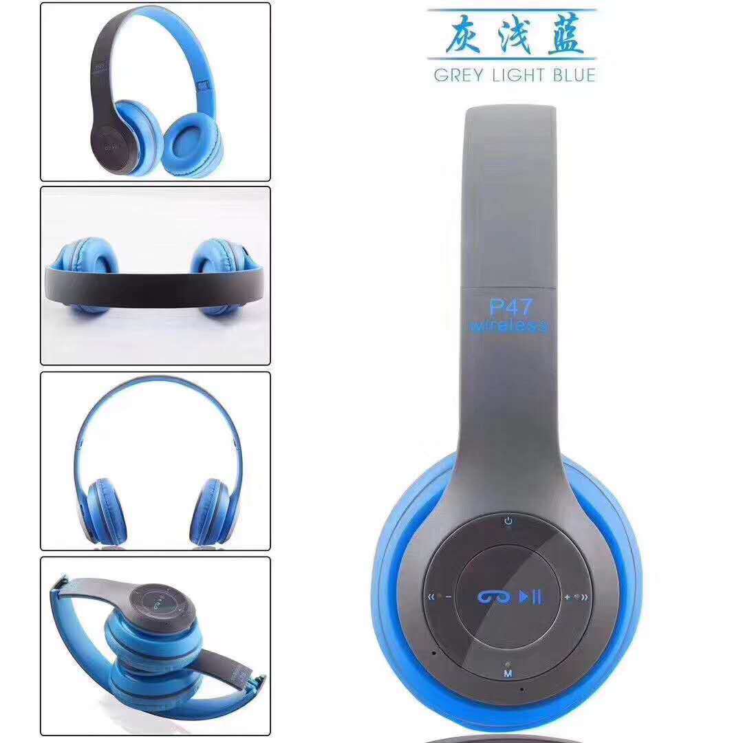 Popular P47 Bluetooth Headset Wireless Headset Headset Plug-in Card Radio Multi-Function Audio Earphone Factory Direct Sales