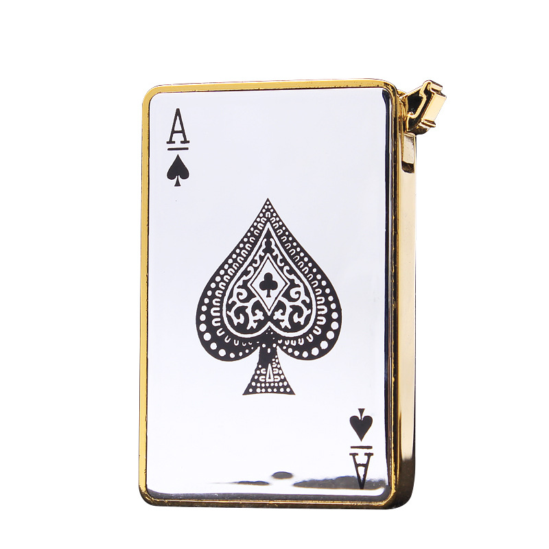 创意扑克牌造型老a充气明火打火机塑料电镀电子按压点火远鸣106