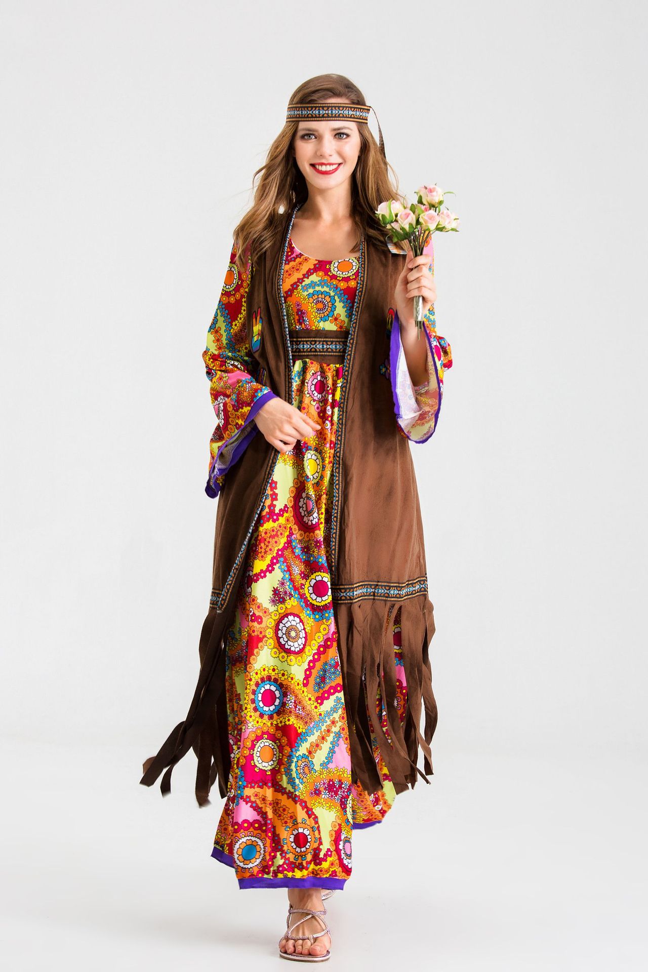 万圣节原始部落女神复古70年代迪斯科嬉皮士hippie costume演出服