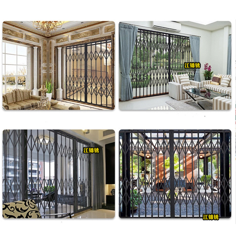 不锈钢黑色推拉门 阳台防盗拉闸门 铝合金折叠门铁闸门