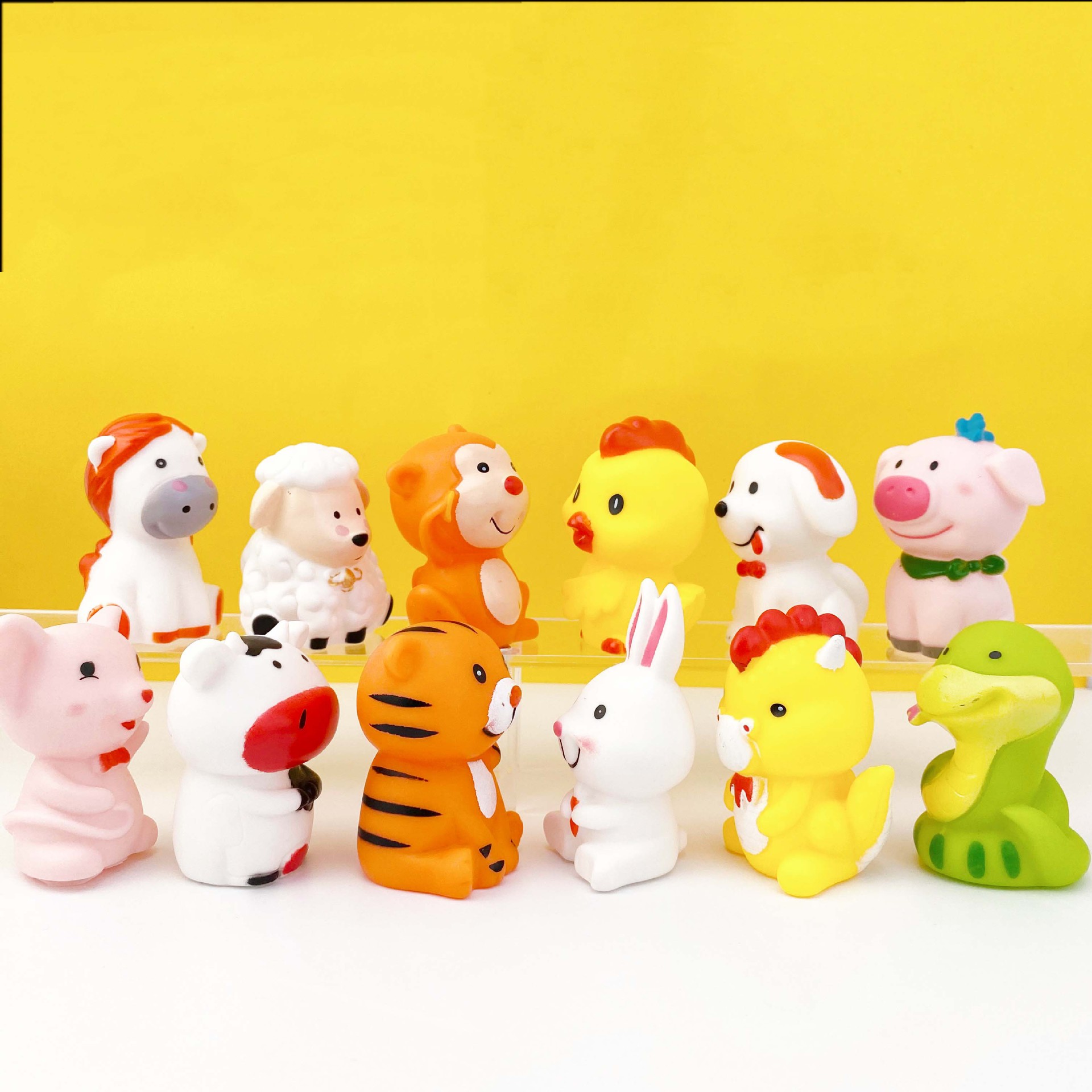 十二生肖公仔蛋糕摆件 儿童生日烘焙情景装饰品汽车内饰可爱玩偶