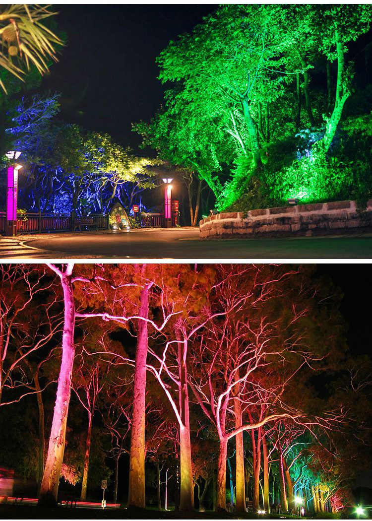 led50w防水rgb七彩投光灯遥控照树灯方形景观100w彩色户外泛光灯