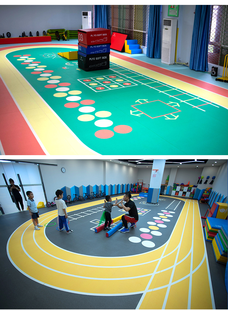 劲踏健身房地胶电脑图案不褪色儿童体适能训练功能性pvc地板