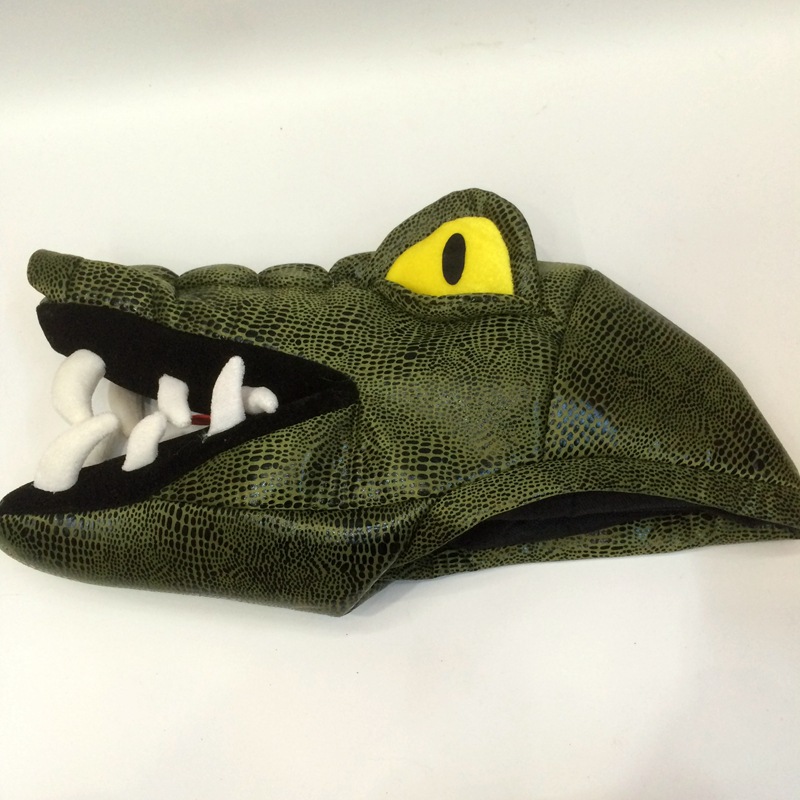深绿色大鳄鱼头帽子尖牙齿大嘴巴潜水动物帽子森林派对演出帽子