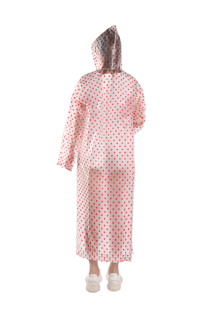 eva长款日韩雨衣波点图案女生旅游登山徒步透明户外加厚非一次性