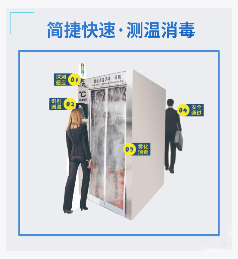人员消毒测温通道一体机人体温度检测全身消毒机消毒设备安检通道