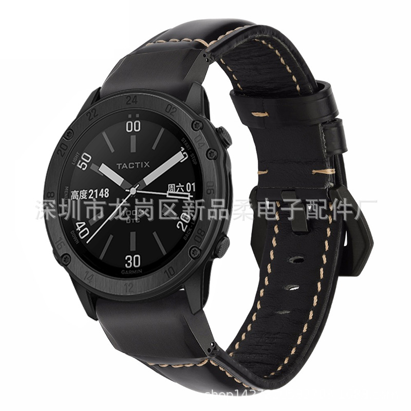 适用佳明tactix delta真皮快拆表带佳明快拆表带头层真皮表带现货