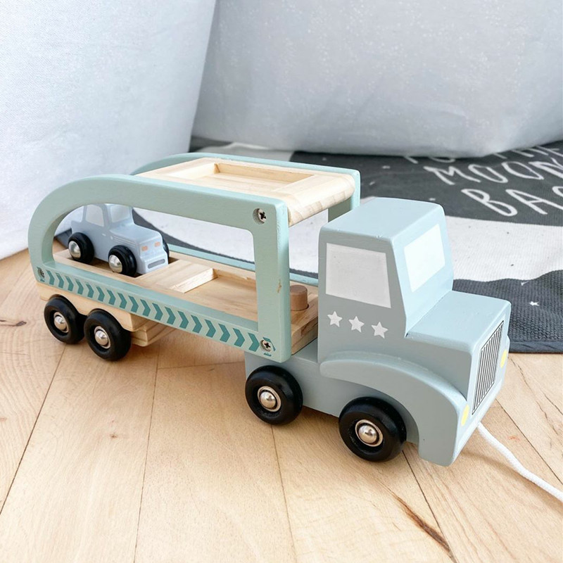 丹麦liewood原木制手抓玩具车动物滑行小汽车宝宝益智玩具1-3岁