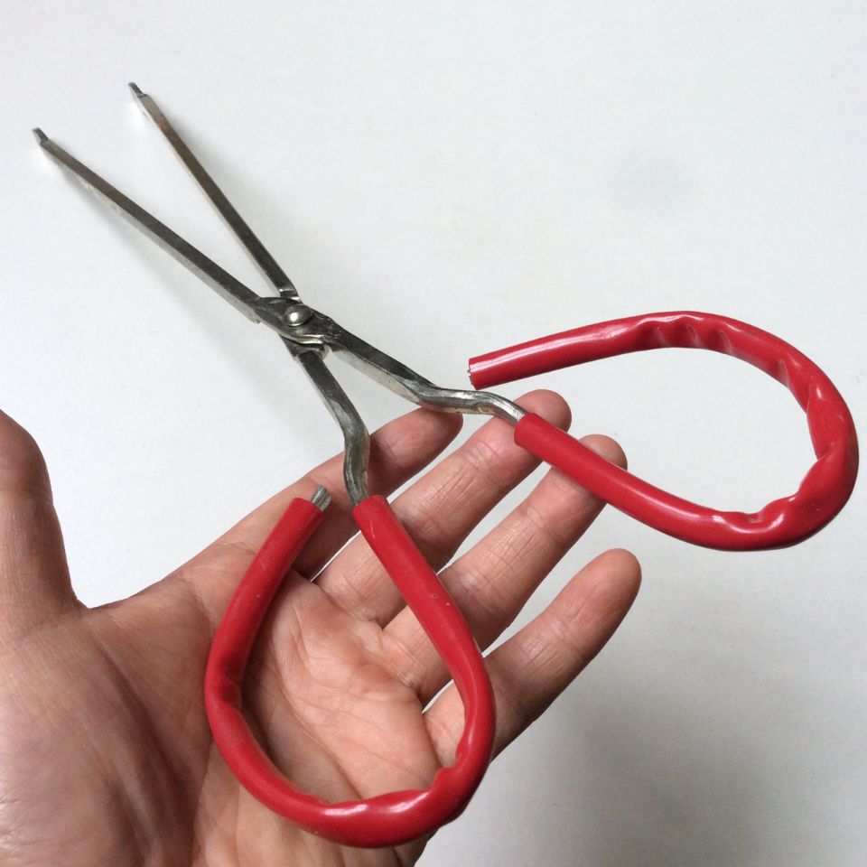 40cm火钳夹煤夹煤钳柴火夹垃圾夹红胶柄卫生夹铁夹烧烤木炭夹火剪