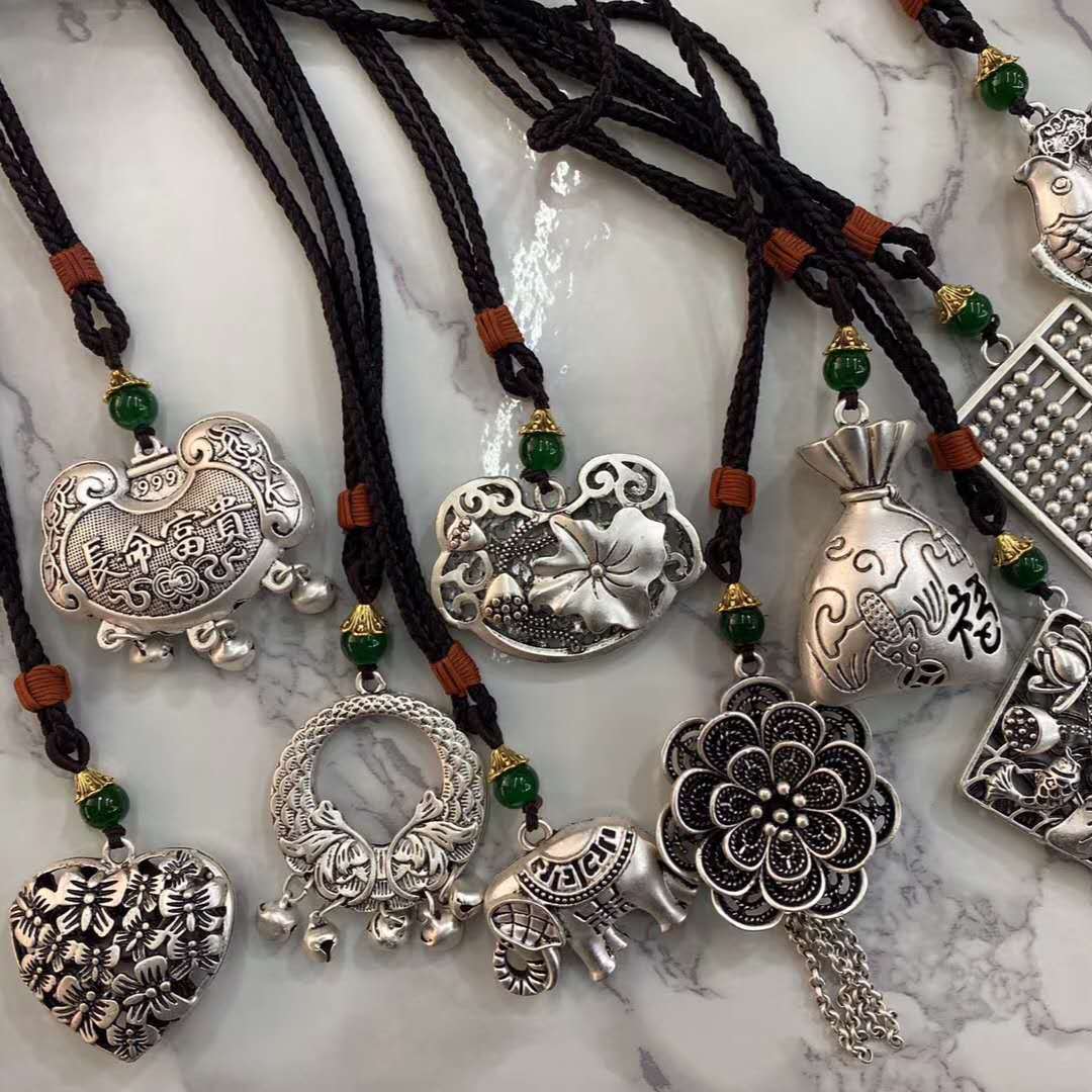 2020新款民族风古银长款项链简约百搭福袋毛衣链复古旅游景区饰品