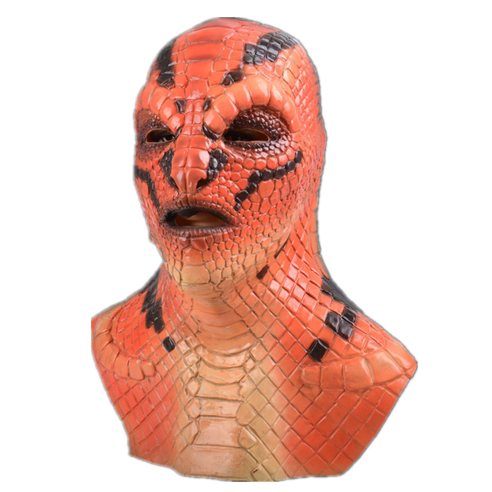 2020新款动物蝰蛇头面具头套乳胶蛇怪蛇精蟒蛇面罩万圣节恐怖道具