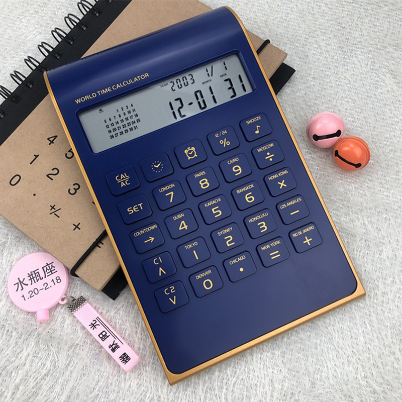 aq336万年历10位数带时间 闹钟计算机 可印log办公商务礼品计算器