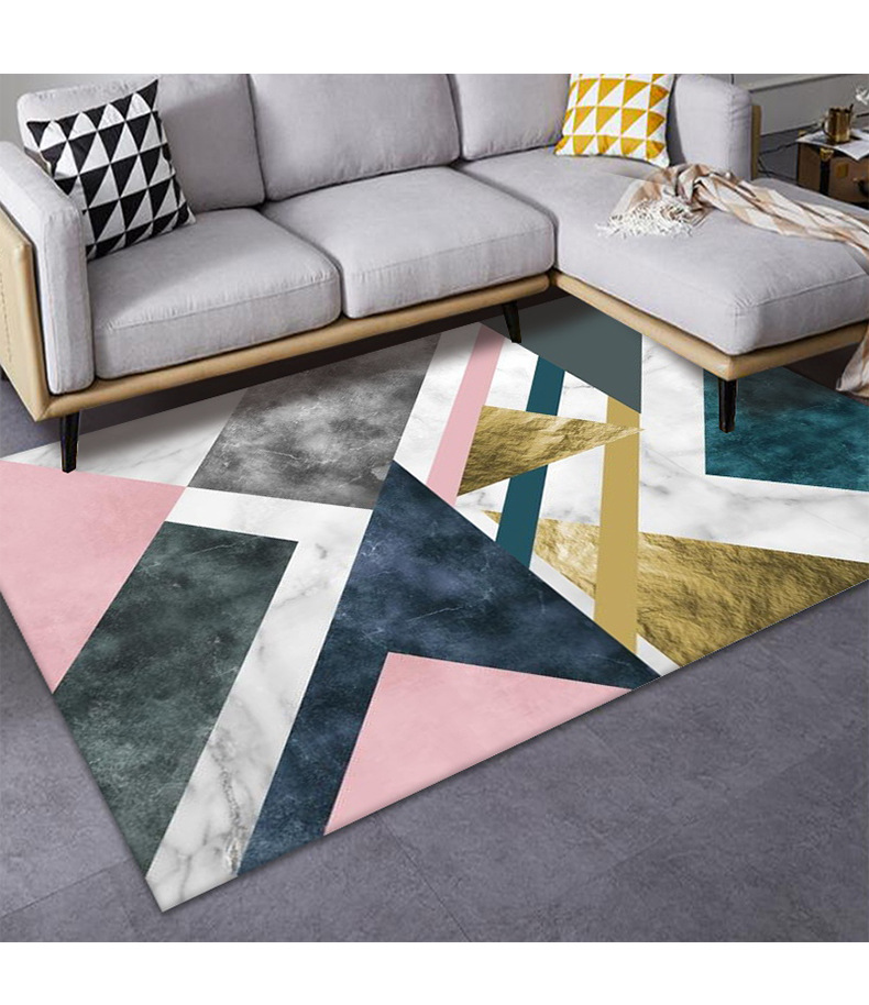 现代简约客厅印花地毯美式轻奢茶几垫家用卧室大地毯满铺定制批发