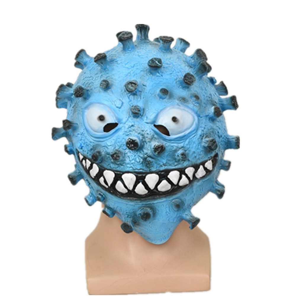 万圣节新品病毒头套新型冠状脸谱mask乳胶面具cosplay红色蓝色绿