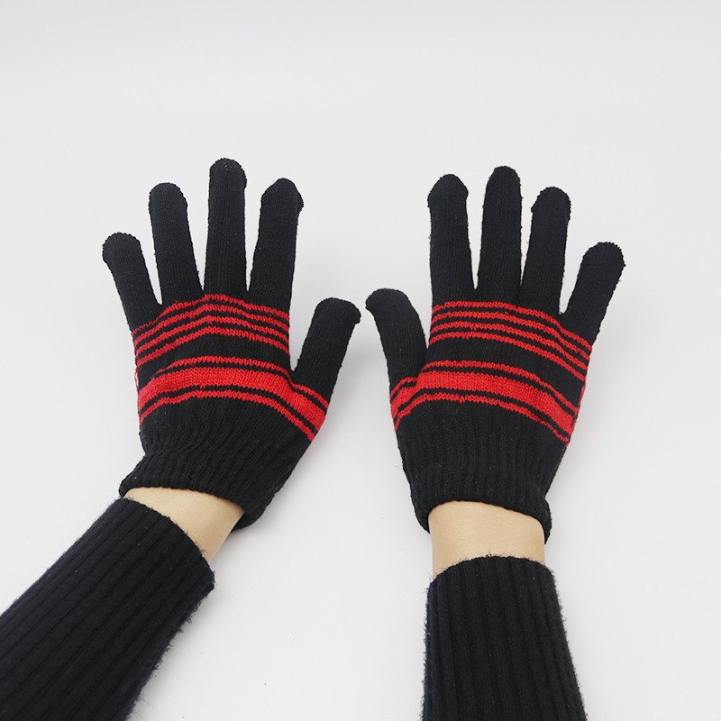 批发赠品全指半指魔术手套男女士冬季保暧针织条纹户外保暖手套