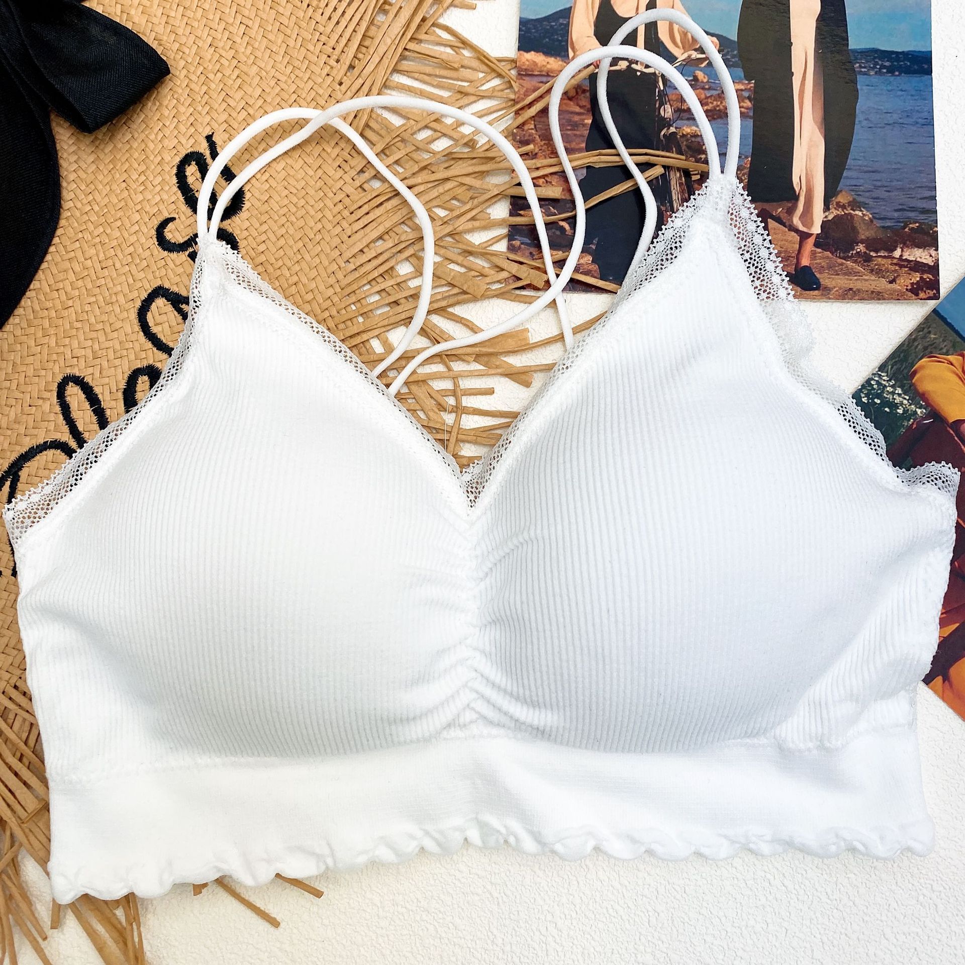 大v美背内衣女蕾丝裹胸vs女王背心大u防走光抹胸大王运动美背文胸