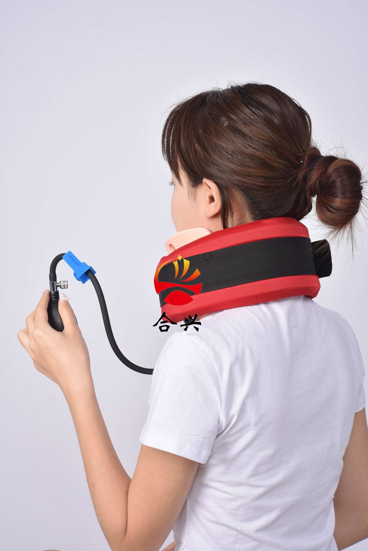 充气颈托分体式颈托围领颈部支具护颈颈椎固定支具升降颈托