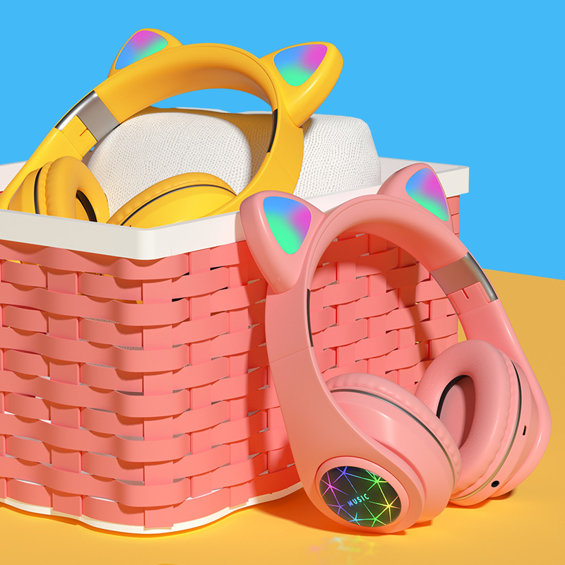 新款猫耳朵蓝牙耳机头戴式无线运动发光耳机M2立体声黑科技爆款