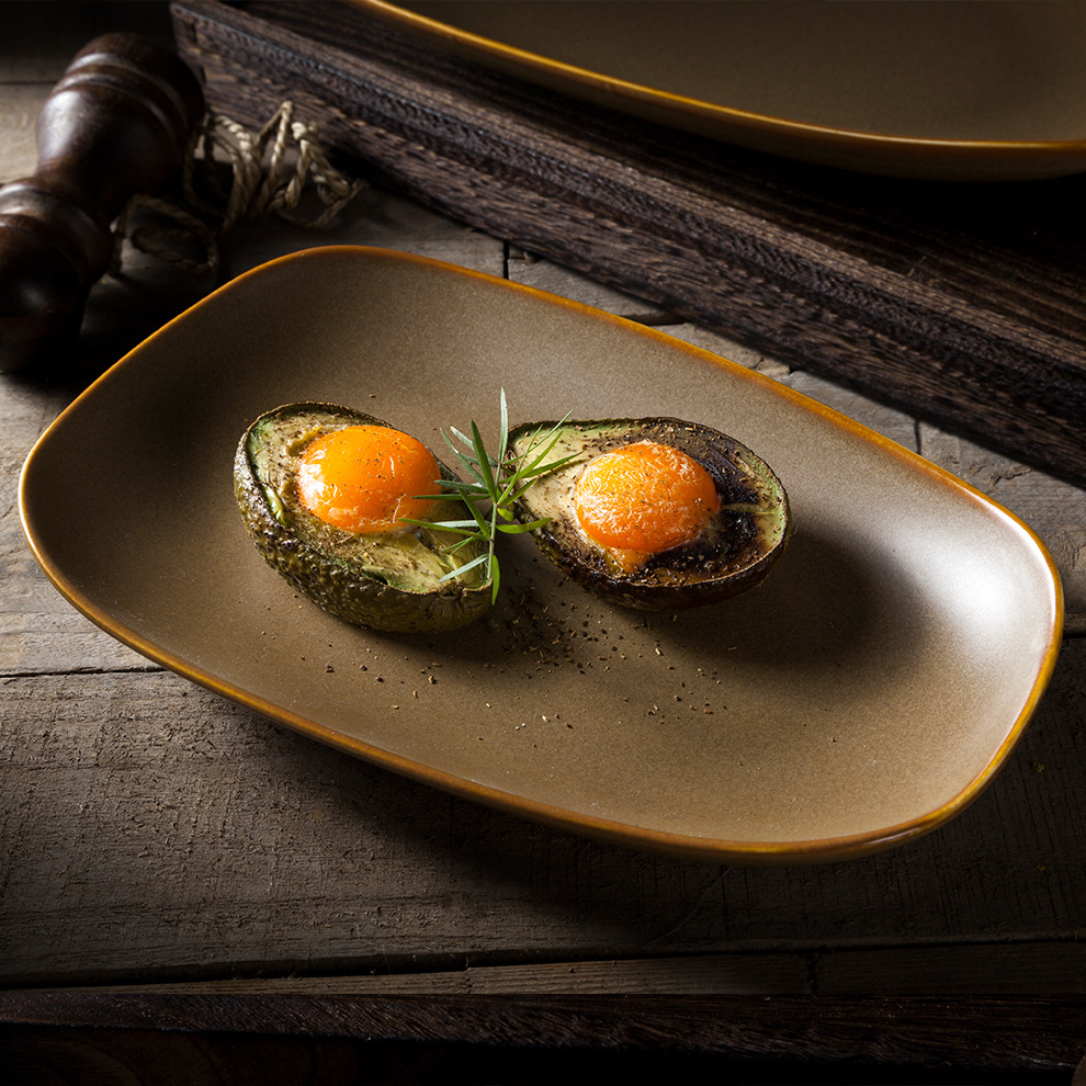 特色创意弧边长方盘餐厅个性热菜盘15寸窑变西餐餐盘现货批发