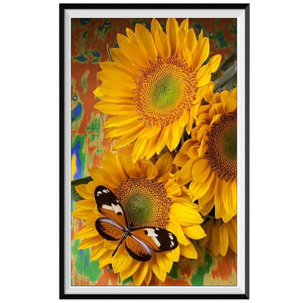 5d钻石画满钻向日葵圆形钻石马赛克图案家居装饰diy手工制作-阿里巴巴