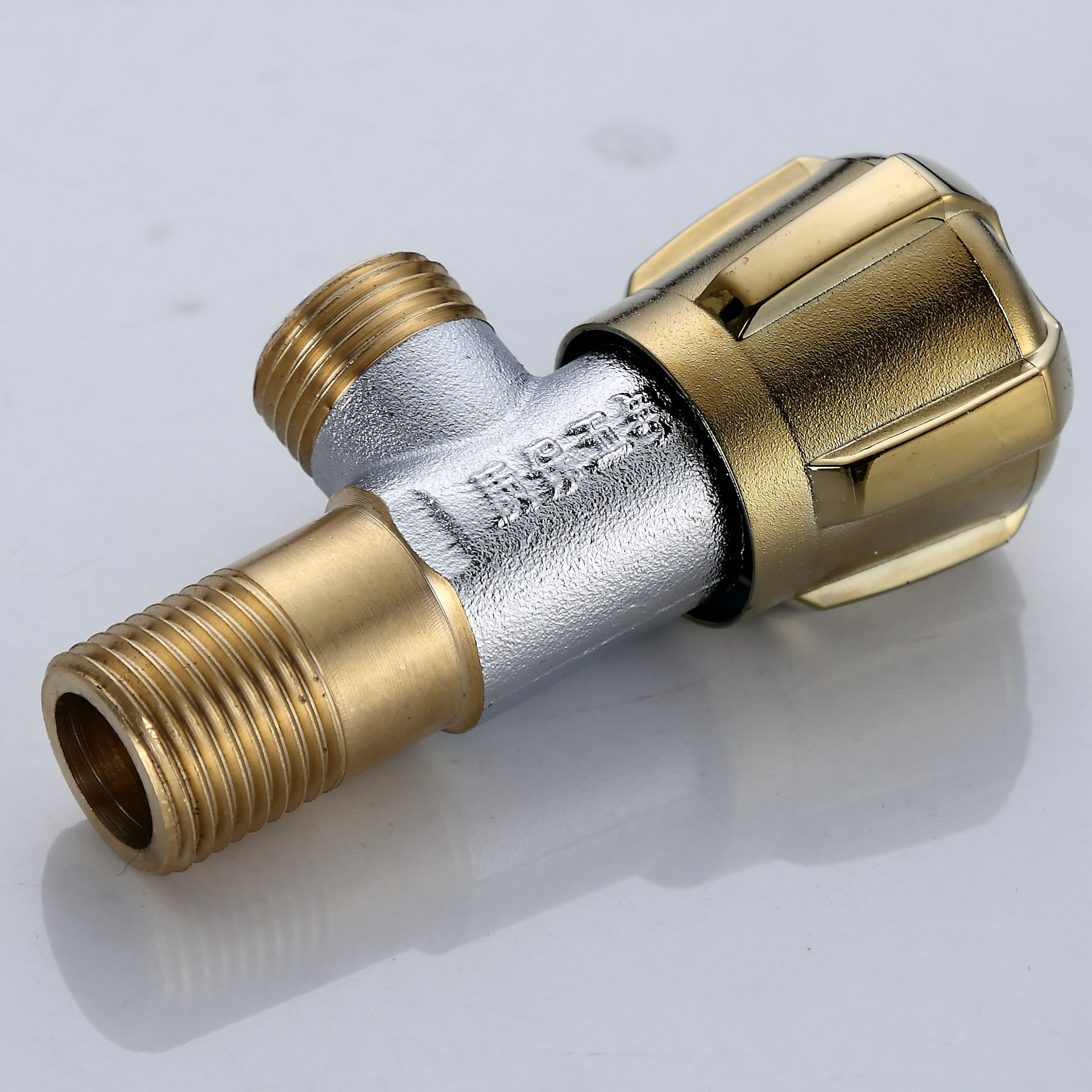 三角阀 滚镀铜牙角阀 金色皇冠手轮 冷热角阀批发 热水器马桶进水