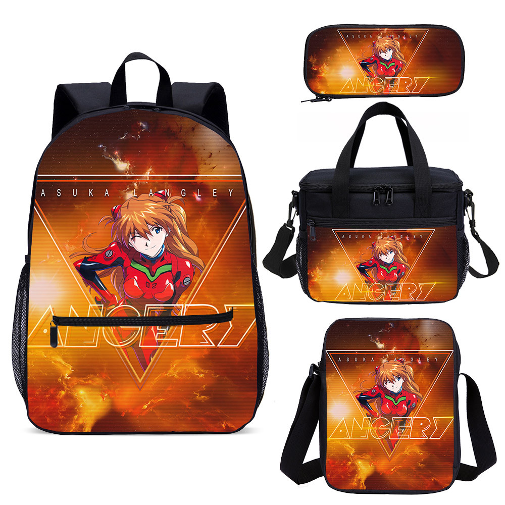 新世纪福音战士学生背包四件套日本动漫成人儿童书包套装批发